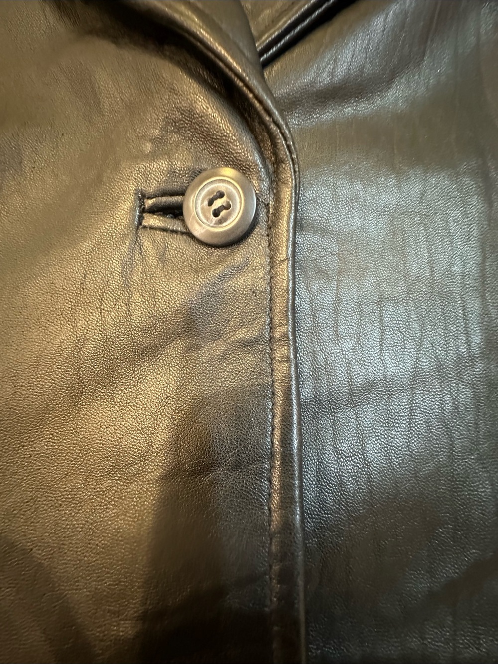 Vintage Harvé Benard Black Genuine Leather Mid-Length Car Coat Jacket Large - Picture 10 of 15
